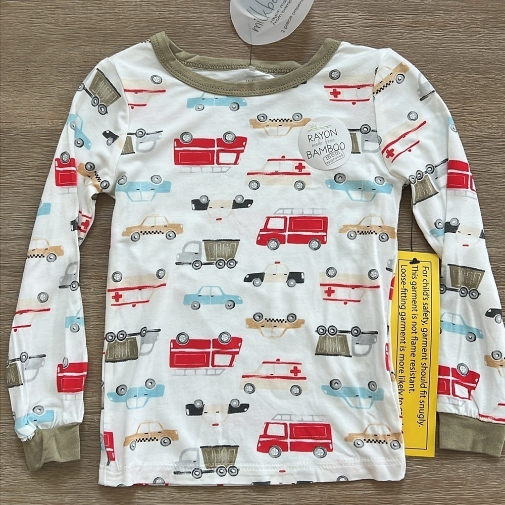 Milkberry Toddler Boy Bamboo Pajama Set Cars Trucks 12 18 months 4T - Picture 3 of 5
